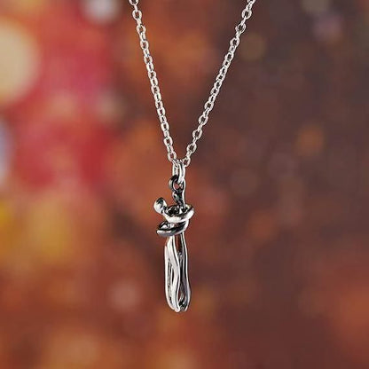 Silver and Black Hug Couple Chain Pendant 🖤🤍